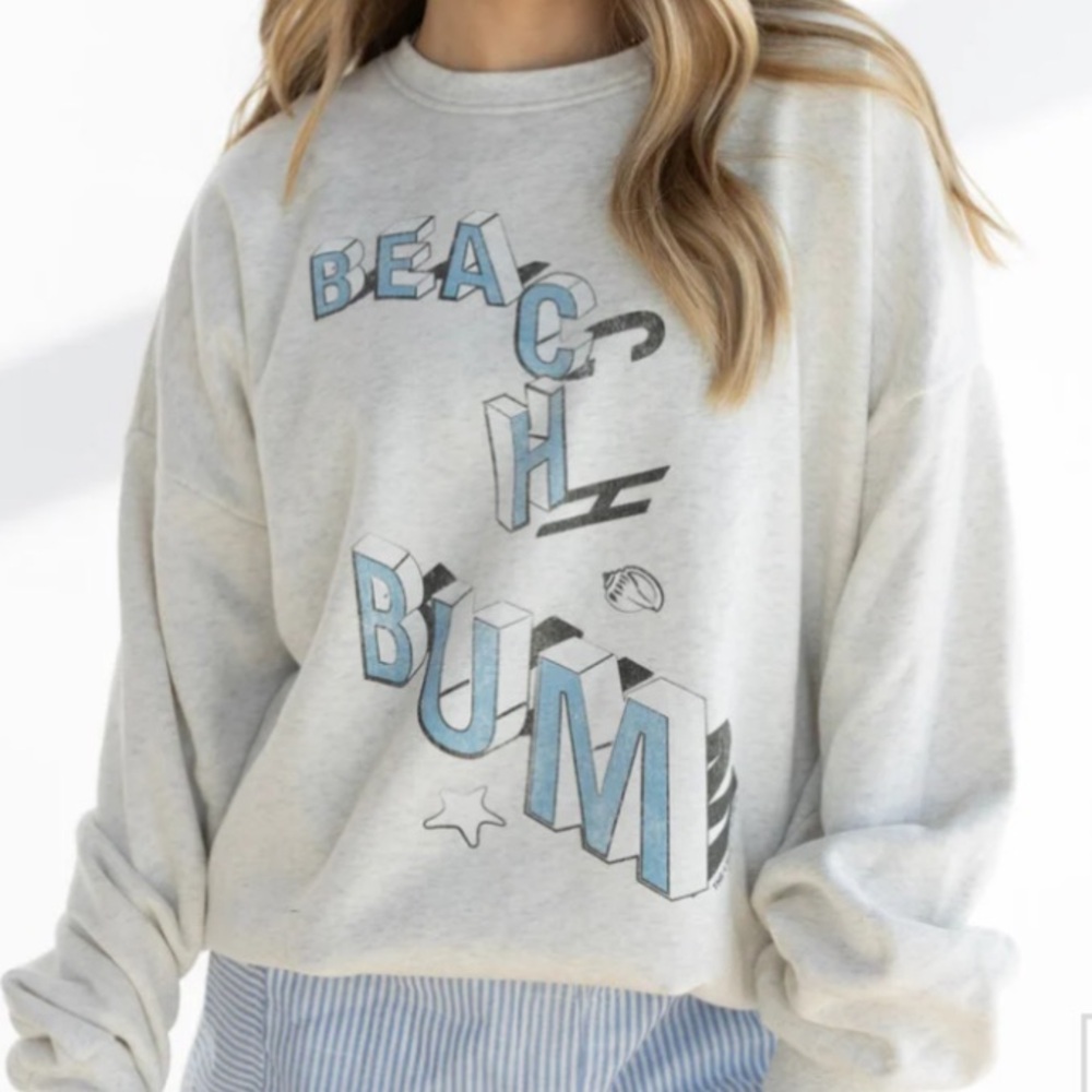 The Laundry Room Beach Bum Graphic Sweater - Gray